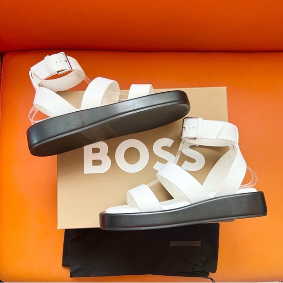 New! BOSS “Scarlet” Chunky Gladiator Leather Platform Sandals - Picture 6 of 13